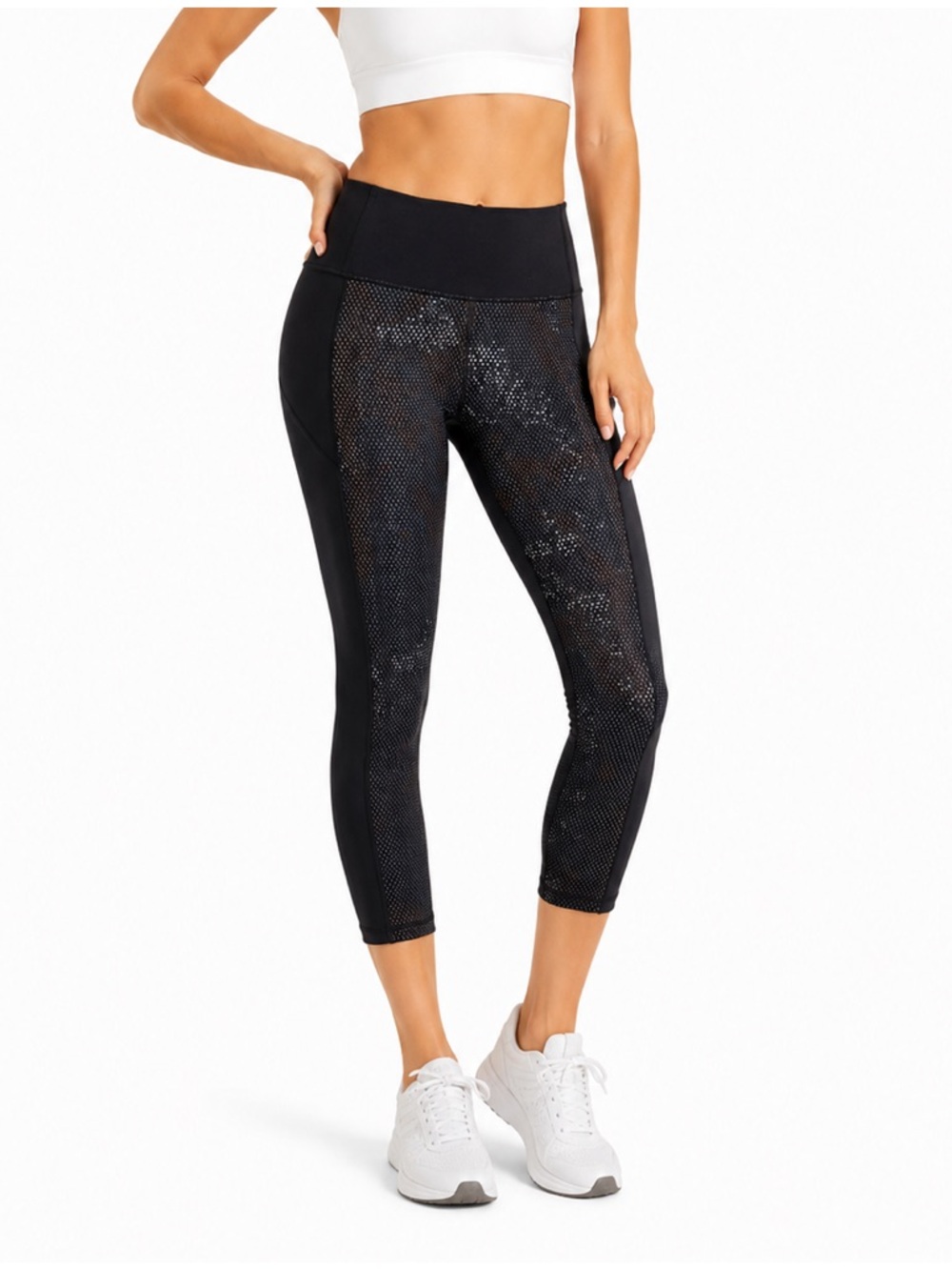 Under Armour Women’s Black Patterned Capri Stretch Yoga Activewear Pants…